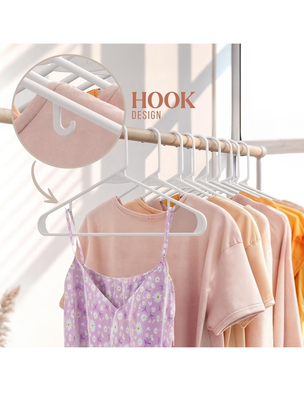 White Neutral Plastic Clothes Hangers Aesthetic Closet Organization - 48 Pack - Picture 2 of 4